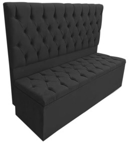 Cabeceira com Calçadeira Baú Queen 160cm Nicole Suede Preto - Sheep Estofados - Preto