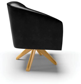 Poltrona Decorativa Giratória MA30 Stella Sintético PU Branco D03 - D'Rossi - Preto