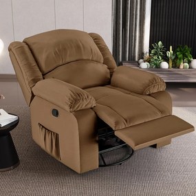 Poltrona do Papai Reclinável Sala de Cinema Madrid Glider Manual Giratória Massagem USB PU Caramelo G23