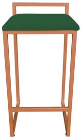 Conjunto 02 Banqueta Alta Industrial Pietra Suede Verde Base Cobre D'Rossi