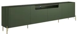 Rack TV 85 Pol 260cm 4 Portas Lisas Blen Musgo/Dourado I06 - Mpozenato