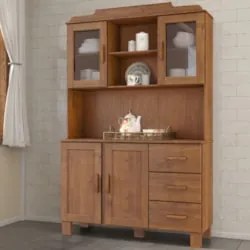 Armário de Cozinha Cristaleira 123cm 3 Gavetas Giana Castanho F07 - Mp