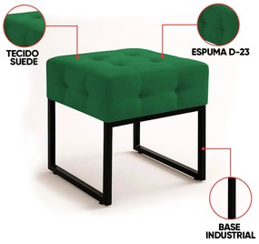 Poltrona Sala e Puff Decorativo Industrial Elisa Suede D03 - D'Rossi - Verde