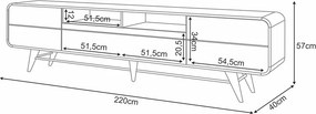 Bancada Europa Pés em Madeira para TV até 85 Polegadas Off White/Cinamomo G26 - Gran Belo
