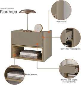 Mesa De Cabeceira Florença Fendi/Hannover - Casa D Móveis