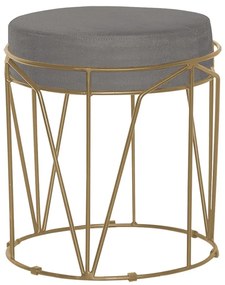 Puff Decorativo Sala de Estar Base Gold Chloe Veludo Cinza G41 - Gran Belo