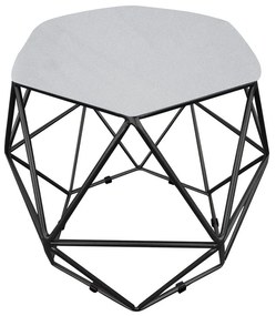 Puff Aramado Hexágono Decorativo Industrial Preto com Suede D03 - D'Rossi - Cinza