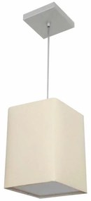 Lustre Pendente Quadrado Md-4007 Cúpula em Tecido 25/16x16cm Algodão Crú - Bivolt