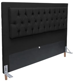 Cabeceira Cama Box King 195cm Paris Capitonê Suede Preto - Sheep Estofados - Preto