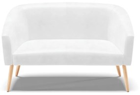 Sofá 2 Lugares Namoradeira Pé Palito Natural Stella Sintético PU Branco D03 - D'Rossi