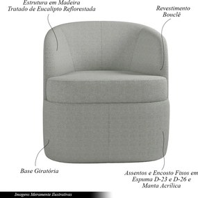 Kit 2 Poltronas Decorativas Design Moderno Bel Sala de Estar Base Giratória Bouclê Cinza G33 - Gran Belo