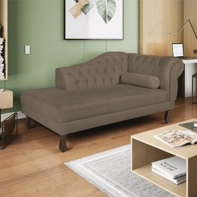 Recamier Diana 160cm Lado Esquerdo Suede Marrom - ADJ Decor