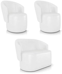 Sofá Namoradeira e 2 Poltronas Orgânica para Sala Malu Sintético PU M11 - D'Rossi - Branco