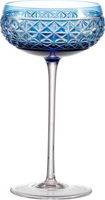 Taça de Cristal Coupe Lapidada p/ Champagne 200ml - Azul Claro  Azul Claro