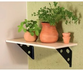 Prateleira em Madeira Maple 40x25x1,5 cm com Suporte Metálico Preto Tramontina