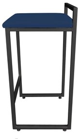 Conjunto 02 Banqueta Alta Industrial Pietra Suede Base Preto D'Rossi - Azul Marinho