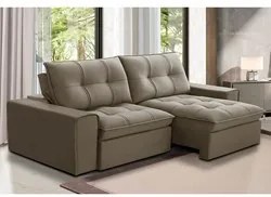 Sofá Retrátil Reclinável 3 Lugares 210cm Argon F05 Veludo Castor - Mpo