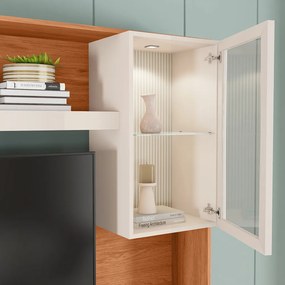 Estante TV 55 Pol 190cm Sala de Estar Liri C01 - D'Rossi - Freijó/Off White