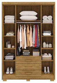 Guarda Roupa Espanha 4 Portas e 3 Gavetas Nature/Brisa - Vila Rica Móveis