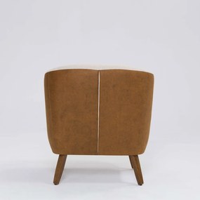 Poltrona Decorativa Milão D07 Pés Madeira Corano Terracota e Linho Pérola - D'Rossi