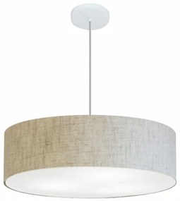 Lustre Pendente Cilíndrico Md-4221 Cúpula em Tecido 60x15cm Rustico Bege - Bivolt
