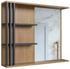 Gabinete Banheiro com Cuba e Espelheira Zeus Mel/Grafite F10 - Mpozena