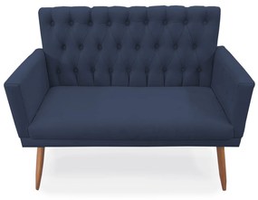 Kit 2 Poltronas 1 Namoradeira Clara Capitonê Pés Palito Suede Azul - Sheep Estofados
