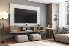 Painel Para TV Âmbar Carrara/Cinamomo/Ripado– Móveis Bechara