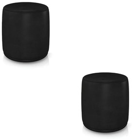 Puff Redondo Orgânico para Sala Kit 2 Malu Sintético PU M11 - D'Rossi - Preto