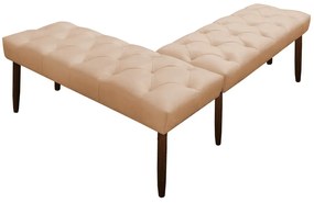 Banco de Canto Estofado Sira Suede Pés Palito Castanho C05 - D'Rossi - Bege