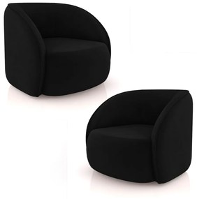 Kit 2 Poltronas Decorativas  Sala de Estar Clarke Veludo Preto G45 - Gran Belo