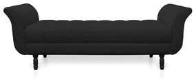 Recamier Olinda Veludo 160 cm Pés Torneados Castanhos - D'Rossi - Preto