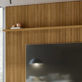 Painel TV 75 Pol 238cm Ripado para Sala Kalven Cumaru M20 - D'Rossi