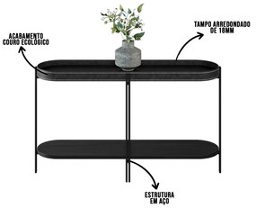 Buffet Aparador Isi Preto TX e Couro Preto 139x79 cm L04 - D'Rossi