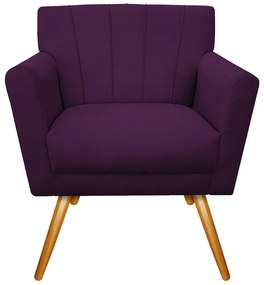 Poltrona Laura Pés Palito Mel Suede Roxo - ADJ Decor