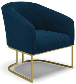Poltrona Decorativa Industrial Dourado Stella Bouclê D03 - D'Rossi - Azul