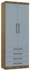 Guarda Roupa Modulado 90cm 2 Portas 4 Gavetas Delphi Avelã/Grey L01 -