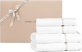 Kit Toalhas de Banho 04 Pçs Kacyumara 100% Algodão Lázio c/ Caixa de Presente Branco e Fend