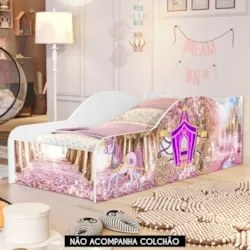 Cama Solteiro Infantil 188x88cm Personagens Carruagem Rosa Z53 - Mpoze