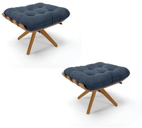Puff Giratório Costela kit 2 Suede Base de Madeira MA30 M11 - D'Rossi - Azul Marinho