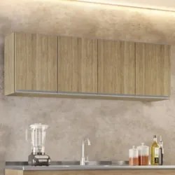 Armário de Cozinha Aéreo 160cm Com 4 Portas Nevada Castanho - Lumil