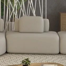 Sofá Modular 140cm Living Sala de Estar Moby Veludo Bege Z08 - Mpozena