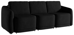 Sofá Cama Modulado Retrátil e Reclinável Decorativo Varsóvia 246cm Veludo Preto G33 - Gran Belo