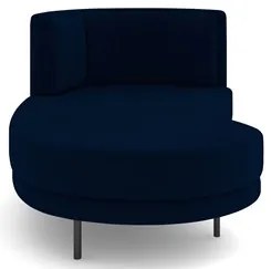 Chaise Longue Divã 164cm Braço Direito Logus D06 Veludo Azul - Mpozena