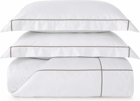 Colcha c/ Porta Travesseiros Trussardi Bambu 300 Fios Girelli Branco e Platino - Queen  Queen