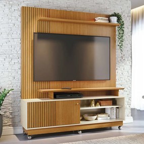Home Theater Homero MDP Porta 2 Prateleiras até 65 Cinamomo/OffWhite G97 - Gran Belo