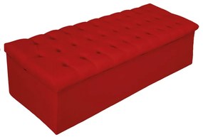 Recamier Baú Estofada Mel 160 cm Queen Size Com Capitonê Suede Vermelho - ADJ Decor
