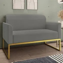 Poltrona Namoradeira 2 Lugares Base Industrial Dourada Maressa S08 Sue
