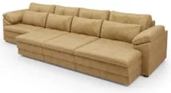 Sofá Retrátil 4 Lugares Para Sala 339cm Dijon Couro Bege S07 - Mpozena