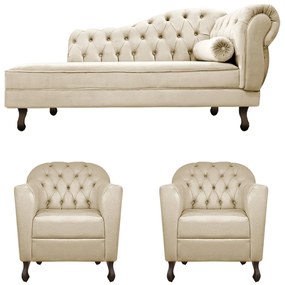 Kit Diva Recamier Diana 130cm Lado Esquerdo e 02 Poltronas Julia Corano - ADJ Decor